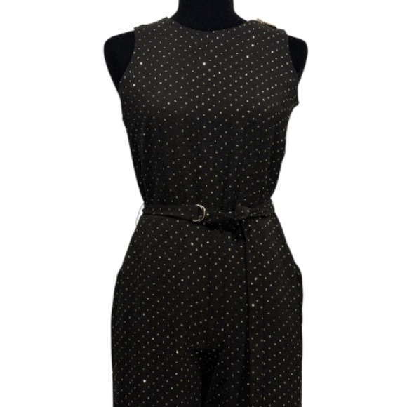 ⭐ Michael Kors Black Belted Sleeveless Jumpsuit – Size Medium - Picture 3 of 6